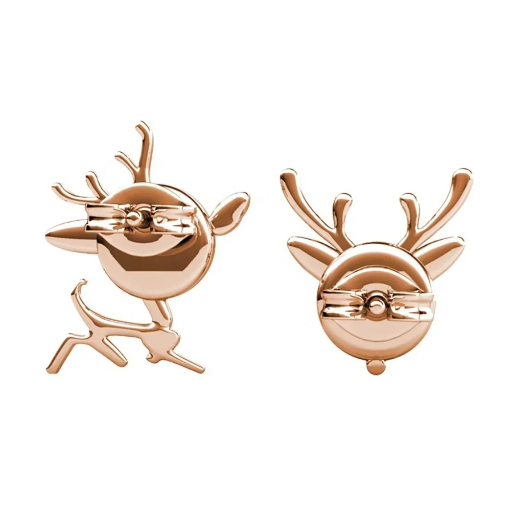 Asymmetric Reindeer Antlers 18K Rose Gold Stud Earring With Swarovski Crystal - Picture 7 of 7